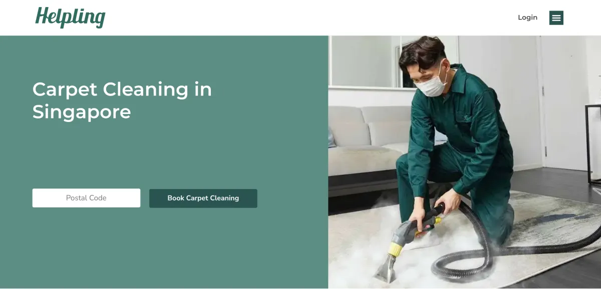 Carpet cleaning in Singapore page with a booking form