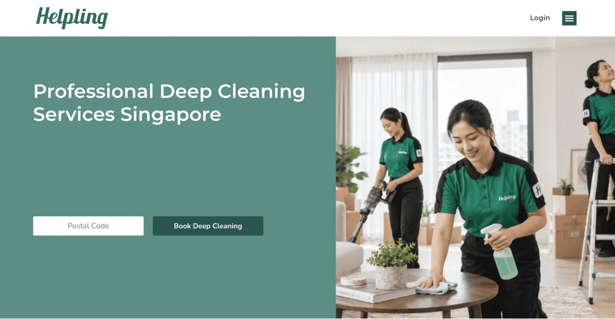 Deep cleaning services Singapore page with a booking form