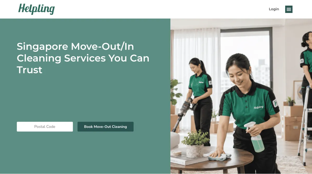 Move out and move in cleaning services page with a booking form