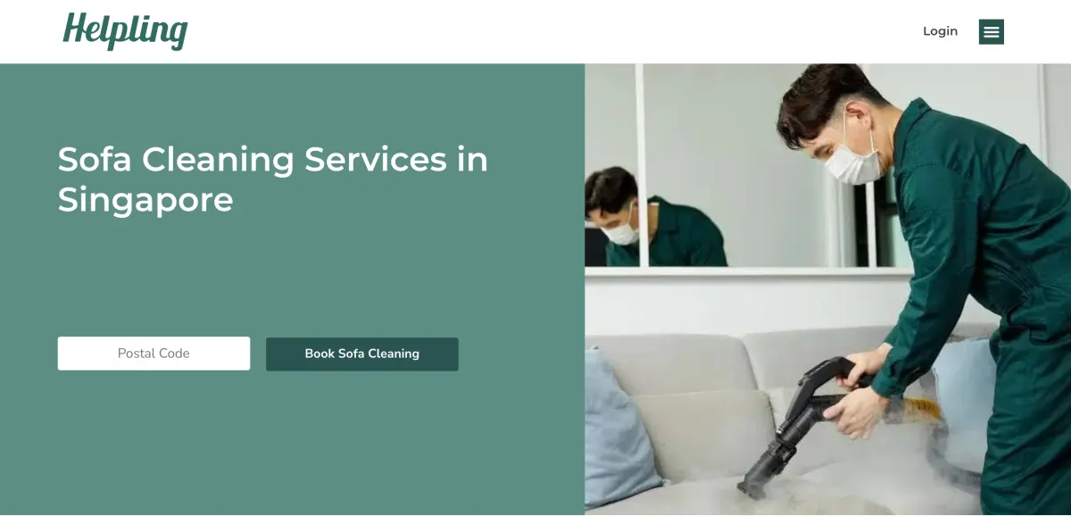 Sofa cleaning services Singapore page with a booking form